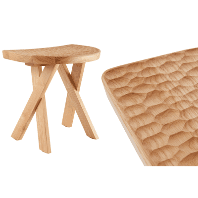 Zanat - Touch half moon stool pale blue - wabi sabi interior