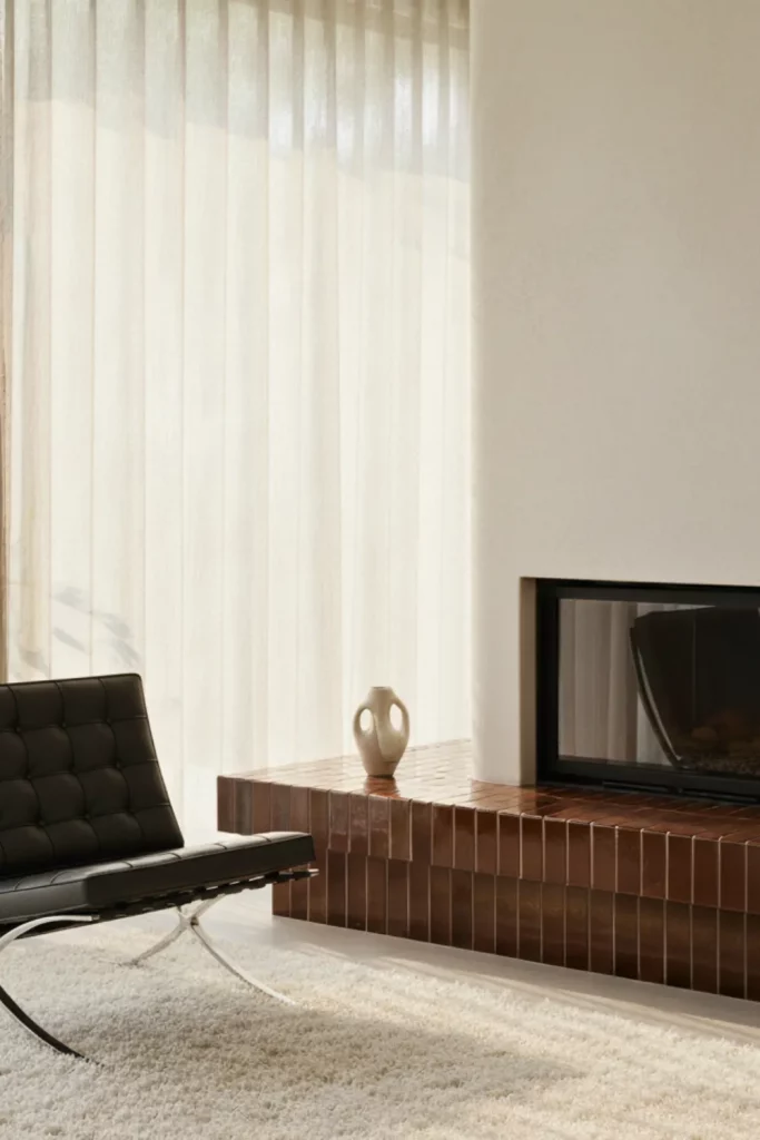 Modern Fireplace IDeas - Barcelona chair X Tiled Fireplace