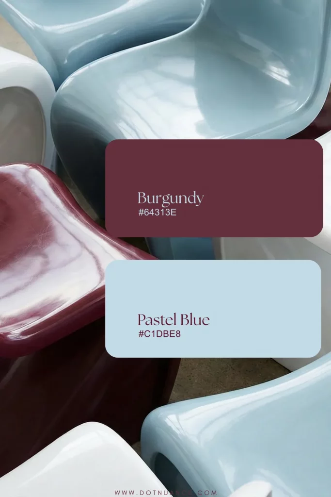Panton chair blue and burgundy color palette