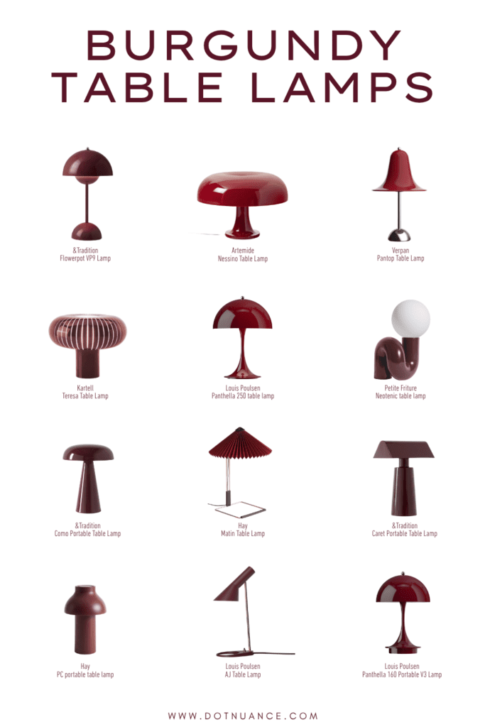 Burgundy table lamps